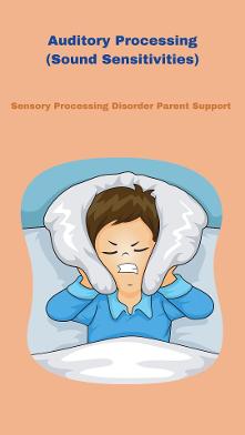 child with auditory processing disorder covering his ears while trying to sleep Auditory Processing (Sound Sensitivities)