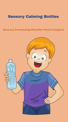 sensory child playing with sensory Sensory Calming Bottles  