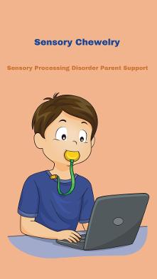 child with sensory processsing disorder and autism chewing on chewelry Sensory Autism Chewable Chew Toys and Tools 