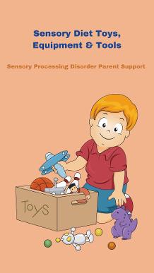 sensory child sitting by a box of sensory toys and tools Sensory Processing Disorder Sensory Diet Toys & Tools