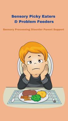 little boy struggling to eat his food he has sensory processing disorder Sensory Picky Eaters & Problem Feeders