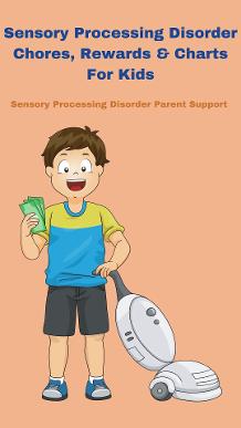 child with sensory processing disorder doing his chores and holding up his allowance Sensory Processing Disorder Chores, Rewards & Charts For Kids 