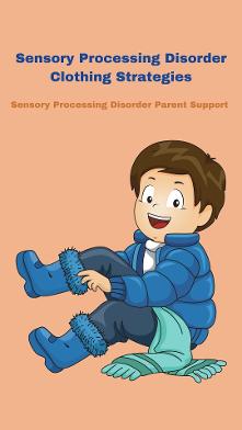 little boy with sensory processing disorder wearing sensory friendly clothing outting on his winter clothing Sensory Processing Disorder Clothing Strategies 
