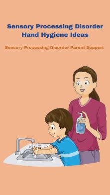 mother washes sons who has sensory issues hands in the sink with soap Sensory Processing Disorder Hand Hygiene Ideas 