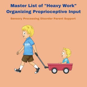 Boy with sensory processing disorder pulling wagon with a child in it List of 