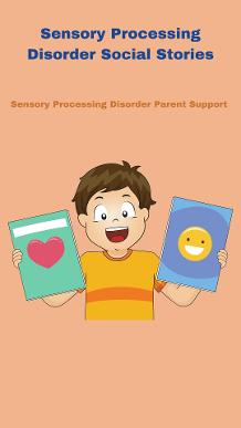 child with sensory processing disorder holding up social stories for kids Sensory Processing Disorder Social Stories 