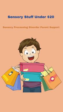 sensory child shopping for sensory tools and toys and holding shopping bags of sensory products Sensory Processing Disorder Tools & Toys for Under $20! 