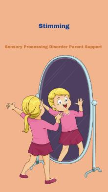 child with sensory processing disorder looking in the mirror singing and stimming Sensory Processing Disorder & Types of Stimming 