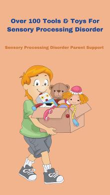 sensory child holding box of sensory toys Over 100 Tools & Toys For Sensory Processing Disorder 