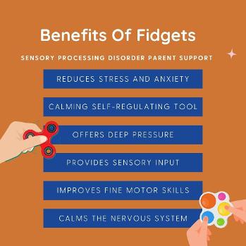 diagram of The Benefits Of Fidgets hands holding sensory fidgets 
